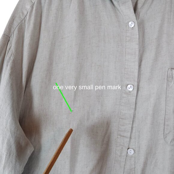 Calligraphie M Neutral Linen Button-Down Crop Top Boxy - Picture 10 of 10